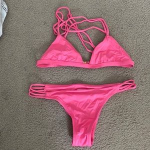 Milly Cabana Pink Strappy Bikini